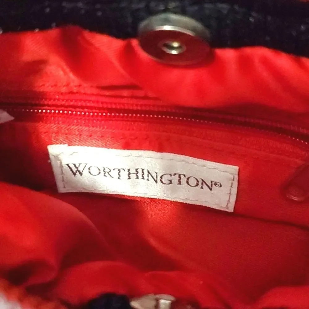Worthington Retro Y2K Blue Striped Top Handle Knitted Mini Hobo Bag